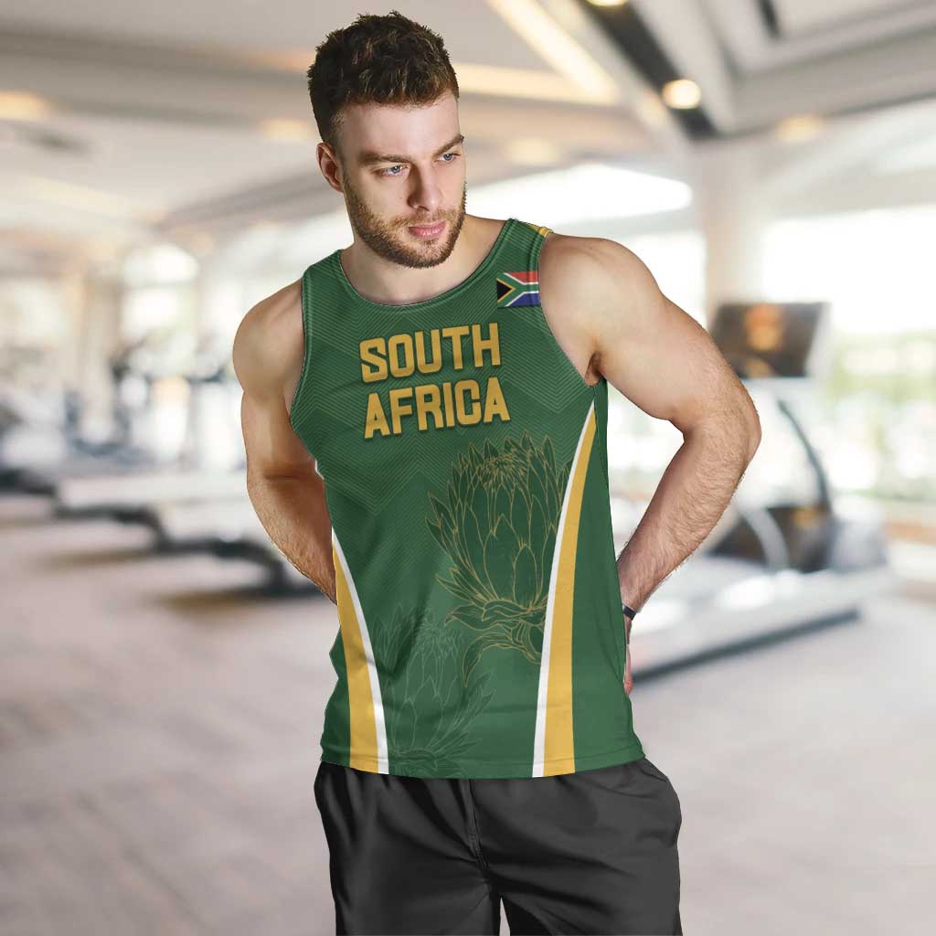 Custom South Africa Cricket Men Tank Top Go Champions Protea Pattern LT05 - Wonder Print Shop