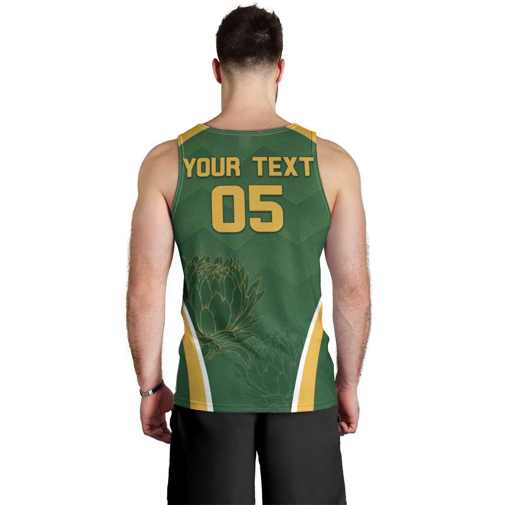 Custom South Africa Cricket Men Tank Top Go Champions Protea Pattern LT05 - Wonder Print Shop