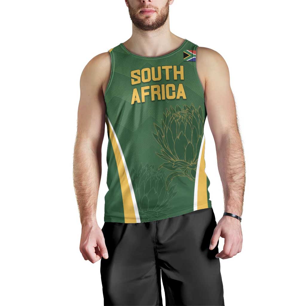 Custom South Africa Cricket Men Tank Top Go Champions Protea Pattern LT05 - Wonder Print Shop