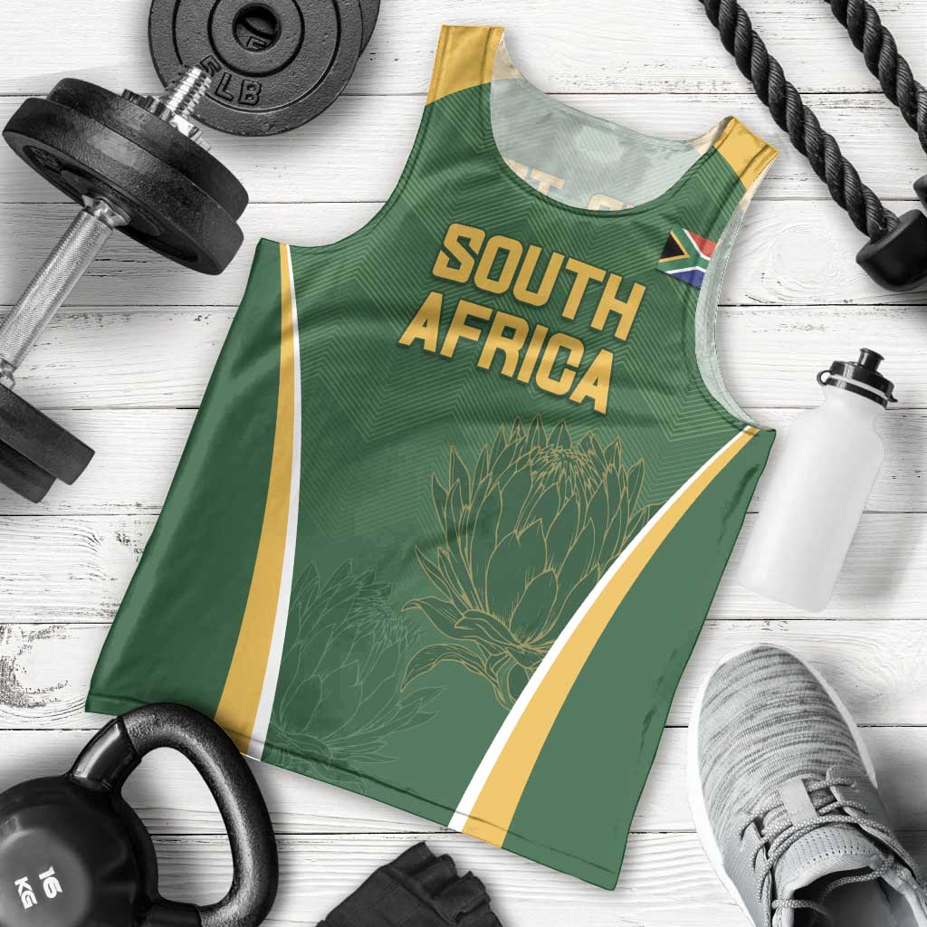 Custom South Africa Cricket Men Tank Top Go Champions Protea Pattern LT05 - Wonder Print Shop
