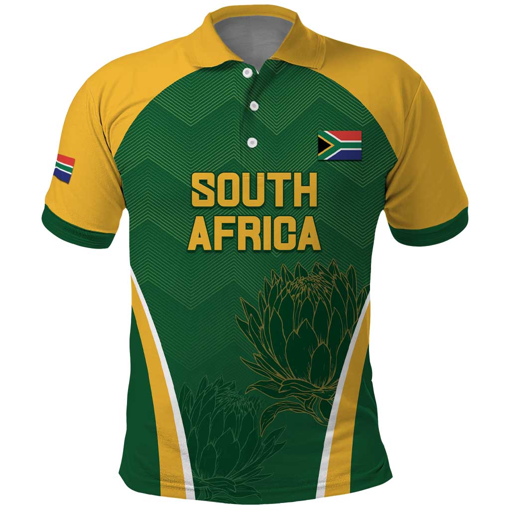Custom South Africa Cricket Polo Shirt Go Champions Protea Pattern LT05 - Wonder Print Shop