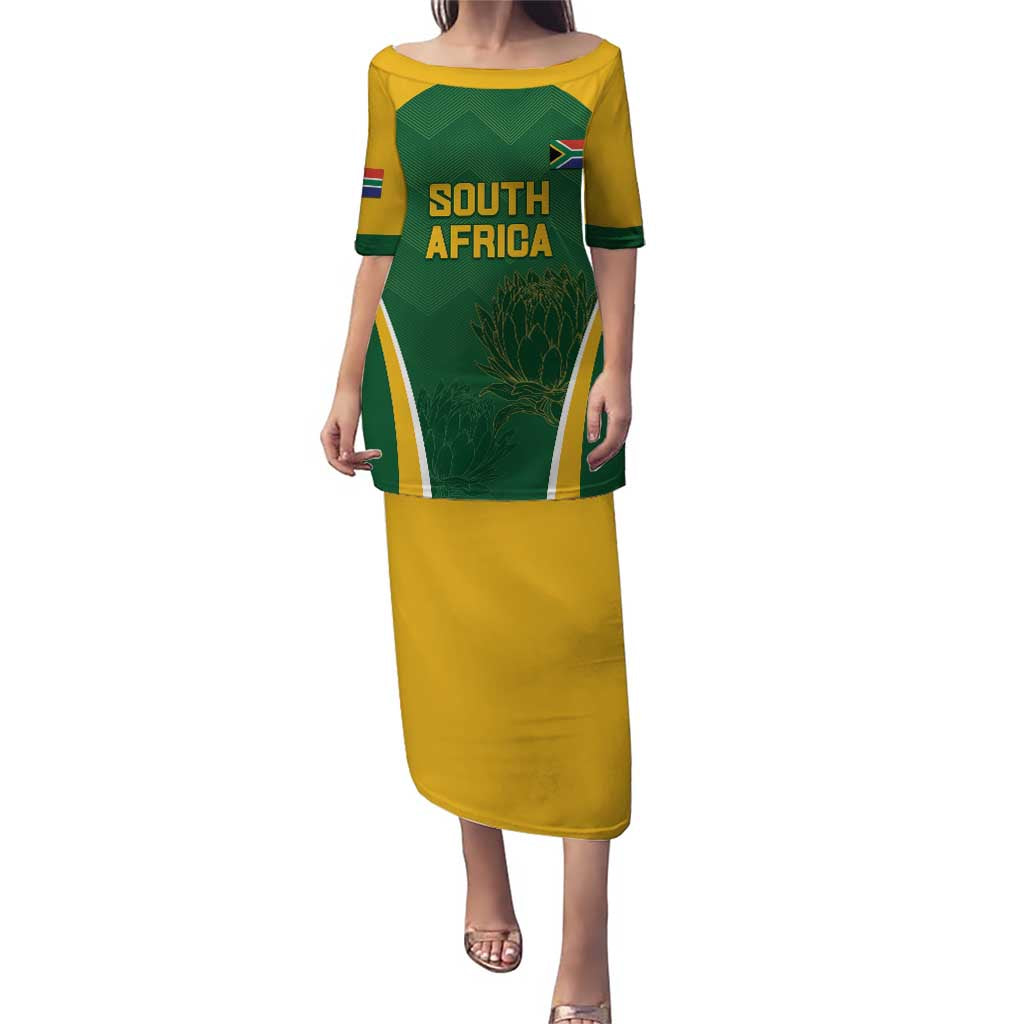 Custom South Africa Cricket Puletasi Go Champions Protea Pattern LT05 - Wonder Print Shop
