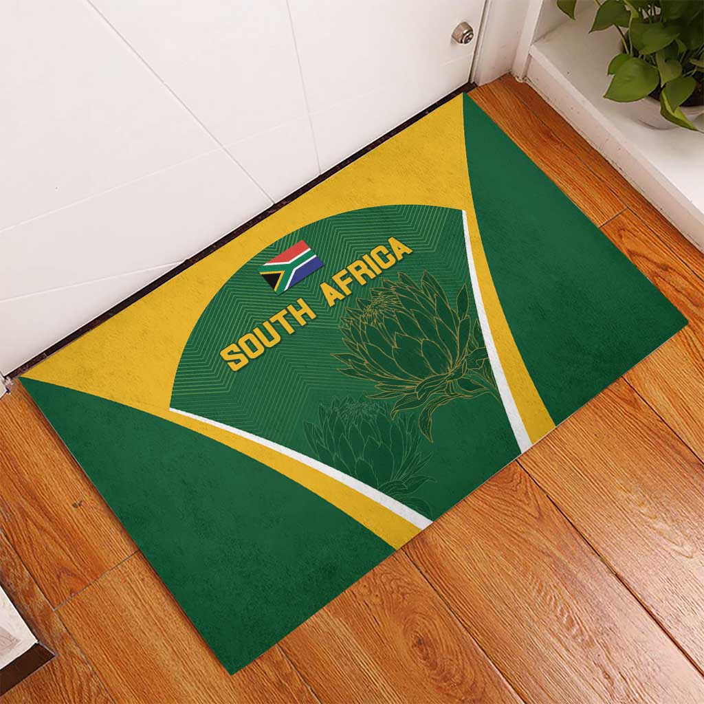 South Africa Cricket Rubber Doormat Go Champions Protea Pattern LT05 - Wonder Print Shop