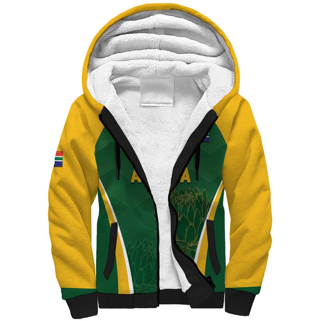 Custom South Africa Cricket Sherpa Hoodie Go Champions Protea Pattern LT05 - Wonder Print Shop