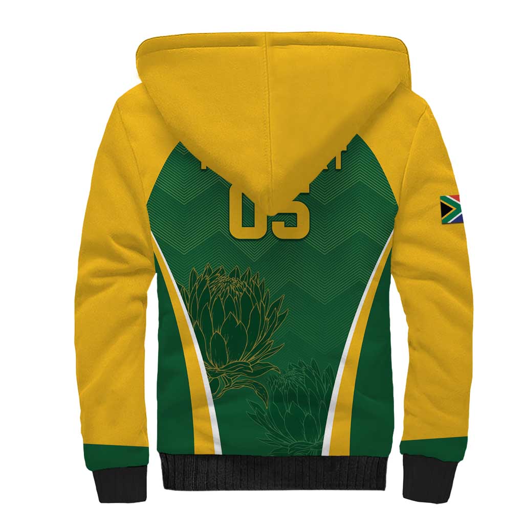 Custom South Africa Cricket Sherpa Hoodie Go Champions Protea Pattern LT05 - Wonder Print Shop