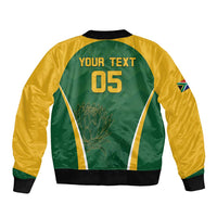 Custom South Africa Cricket Sleeve Zip Bomber Jacket Go Champions Protea Pattern LT05 - Wonder Print Shop