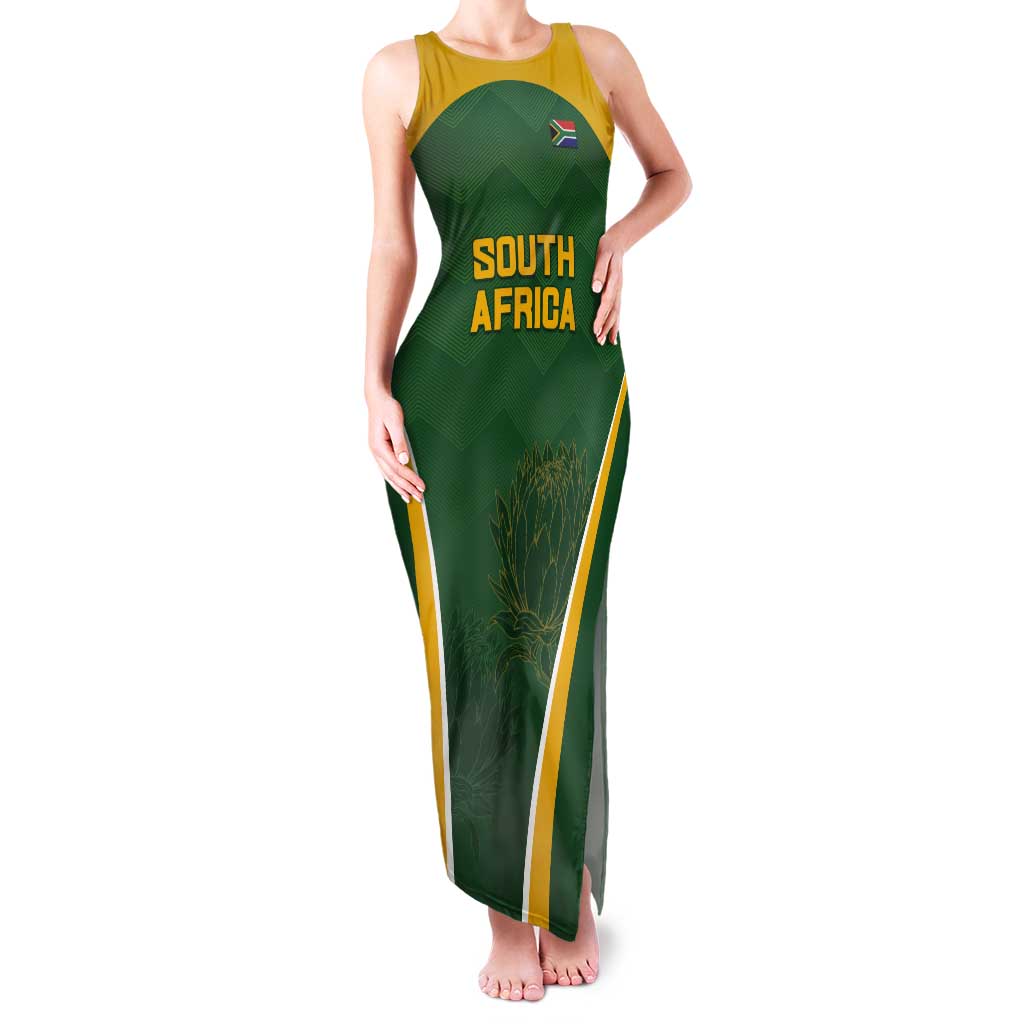 Custom South Africa Cricket Tank Maxi Dress Go Champions Protea Pattern LT05 - Wonder Print Shop