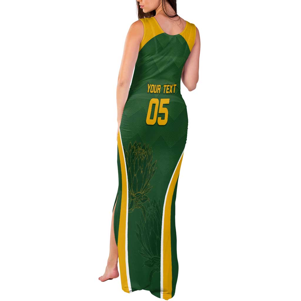 Custom South Africa Cricket Tank Maxi Dress Go Champions Protea Pattern LT05 - Wonder Print Shop