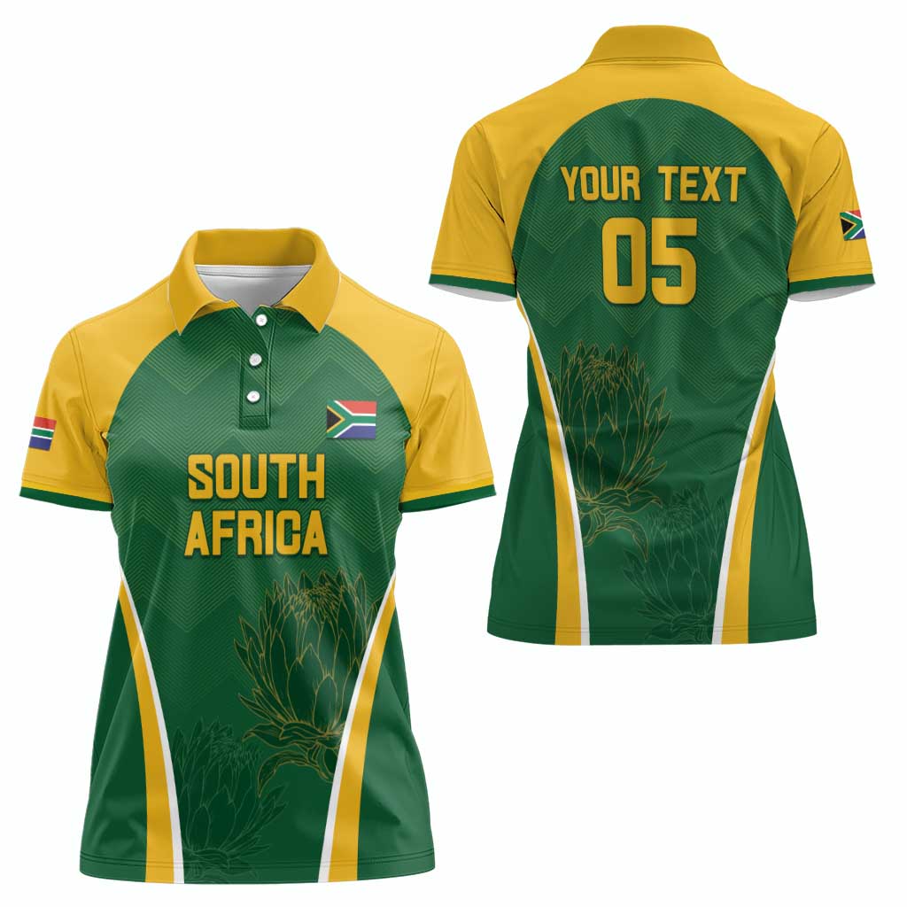 Custom South Africa Cricket Women Polo Shirt Go Champions Protea Pattern LT05 - Wonder Print Shop