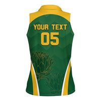 Custom South Africa Cricket Women Sleeveless Polo Shirt Go Champions Protea Pattern LT05 - Wonder Print Shop