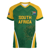 Custom South Africa Cricket Women V-Neck T-Shirt Go Champions Protea Pattern LT05 - Wonder Print Shop