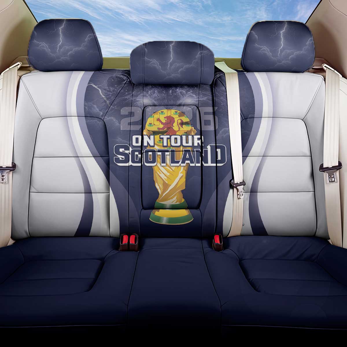 Scotland Football 2026 Back Car Seat Cover Scotland On Tour Trophy Style - Wonder Print Shop