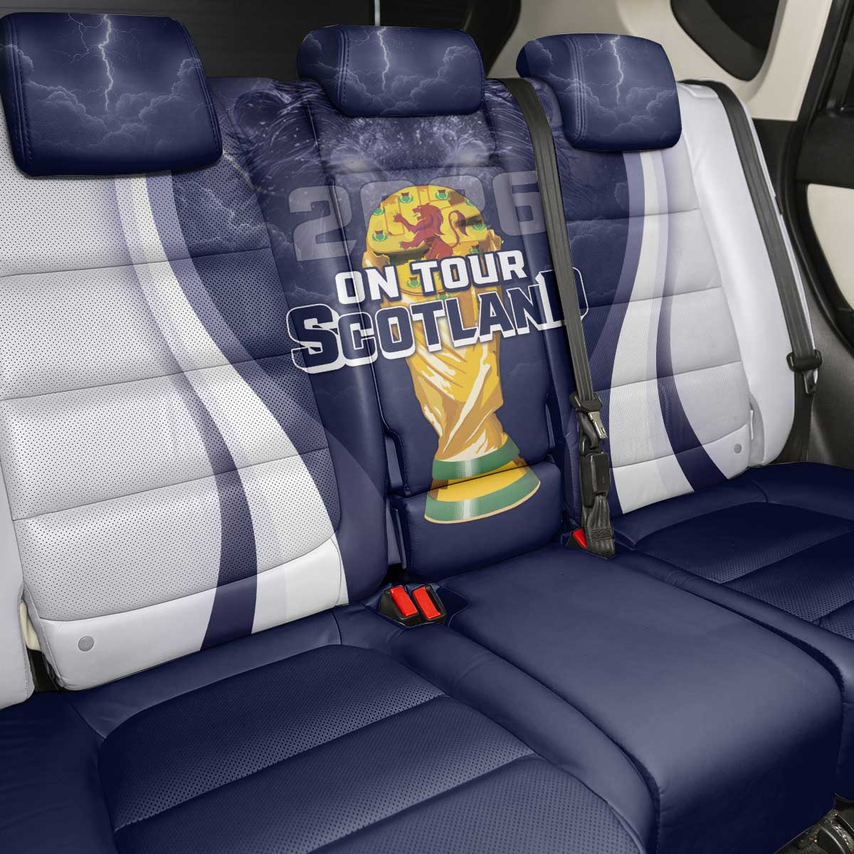 Scotland Football 2026 Back Car Seat Cover Scotland On Tour Trophy Style - Wonder Print Shop