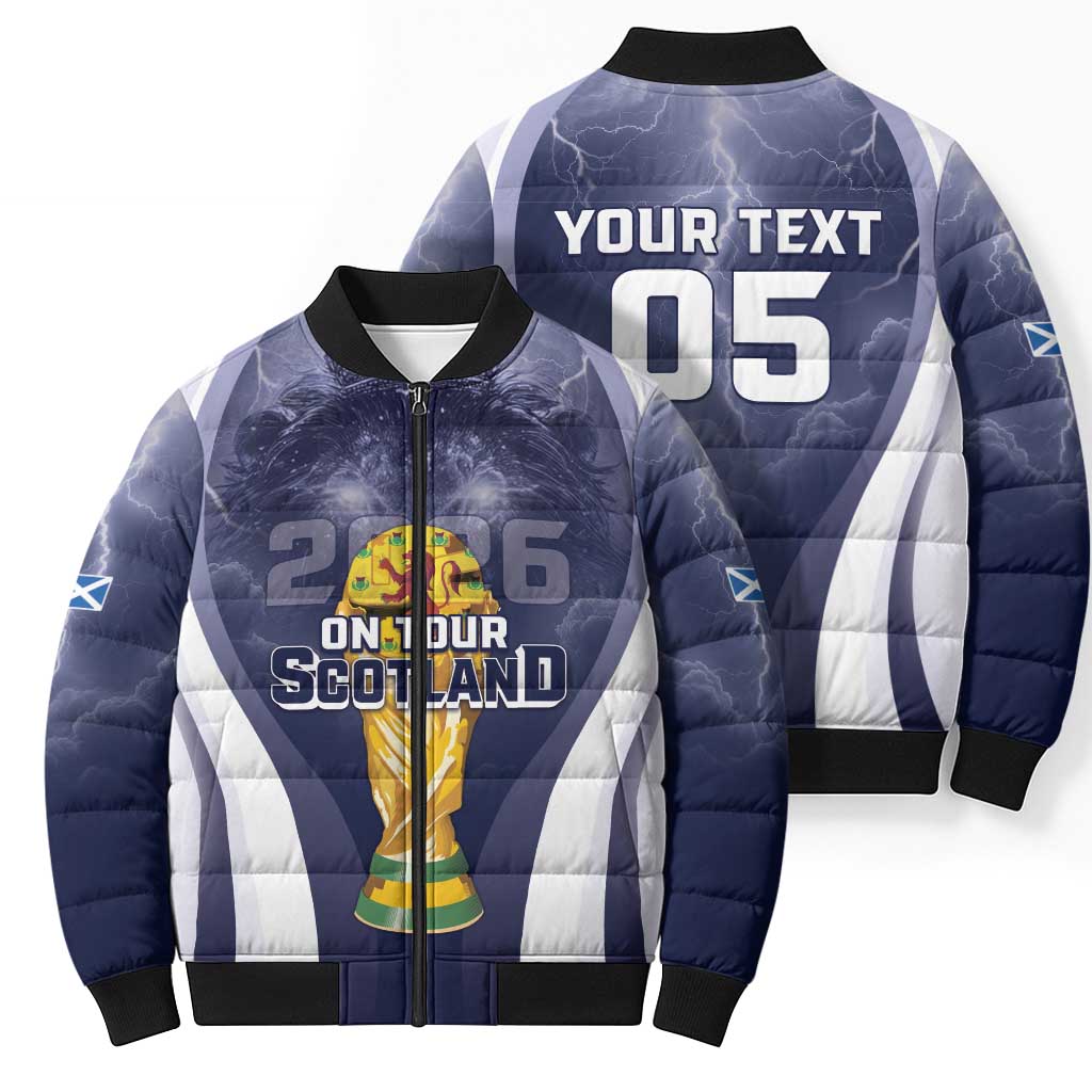 Custom Scotland Football 2026 Bomber Puffer Jacket Scotland On Tour Trophy Style - Wonder Print Shop