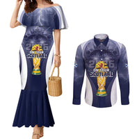 Custom Scotland Football 2026 Couples Matching Mermaid Dress and Long Sleeve Button Shirt Scotland On Tour Trophy Style - Wonder Print Shop