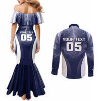 Custom Scotland Football 2026 Couples Matching Mermaid Dress and Long Sleeve Button Shirt Scotland On Tour Trophy Style - Wonder Print Shop