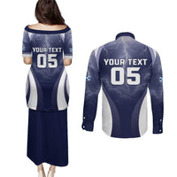 Custom Scotland Football 2026 Couples Matching Puletasi and Long Sleeve Button Shirt Scotland On Tour Trophy Style - Wonder Print Shop