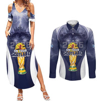 Custom Scotland Football 2026 Couples Matching Summer Maxi Dress and Long Sleeve Button Shirt Scotland On Tour Trophy Style - Wonder Print Shop