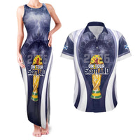 Custom Scotland Football 2026 Couples Matching Tank Maxi Dress and Hawaiian Shirt Scotland On Tour Trophy Style - Wonder Print Shop