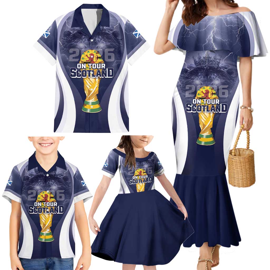 Custom Scotland Football 2026 Family Matching Mermaid Dress and Hawaiian Shirt Scotland On Tour Trophy Style - Wonder Print Shop