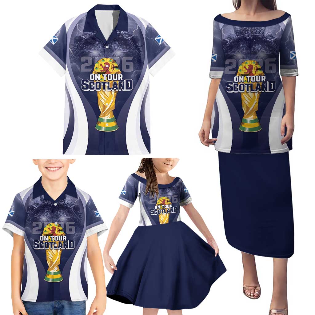 Custom Scotland Football 2026 Family Matching Puletasi and Hawaiian Shirt Scotland On Tour Trophy Style - Wonder Print Shop