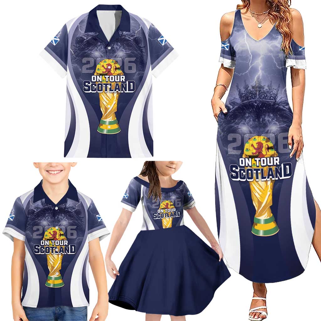Custom Scotland Football 2026 Family Matching Summer Maxi Dress and Hawaiian Shirt Scotland On Tour Trophy Style - Wonder Print Shop