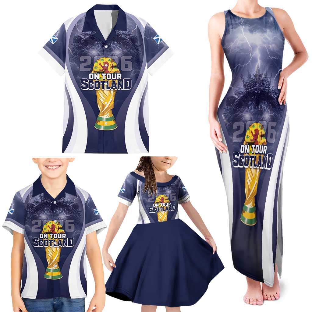 Custom Scotland Football 2026 Family Matching Tank Maxi Dress and Hawaiian Shirt Scotland On Tour Trophy Style - Wonder Print Shop