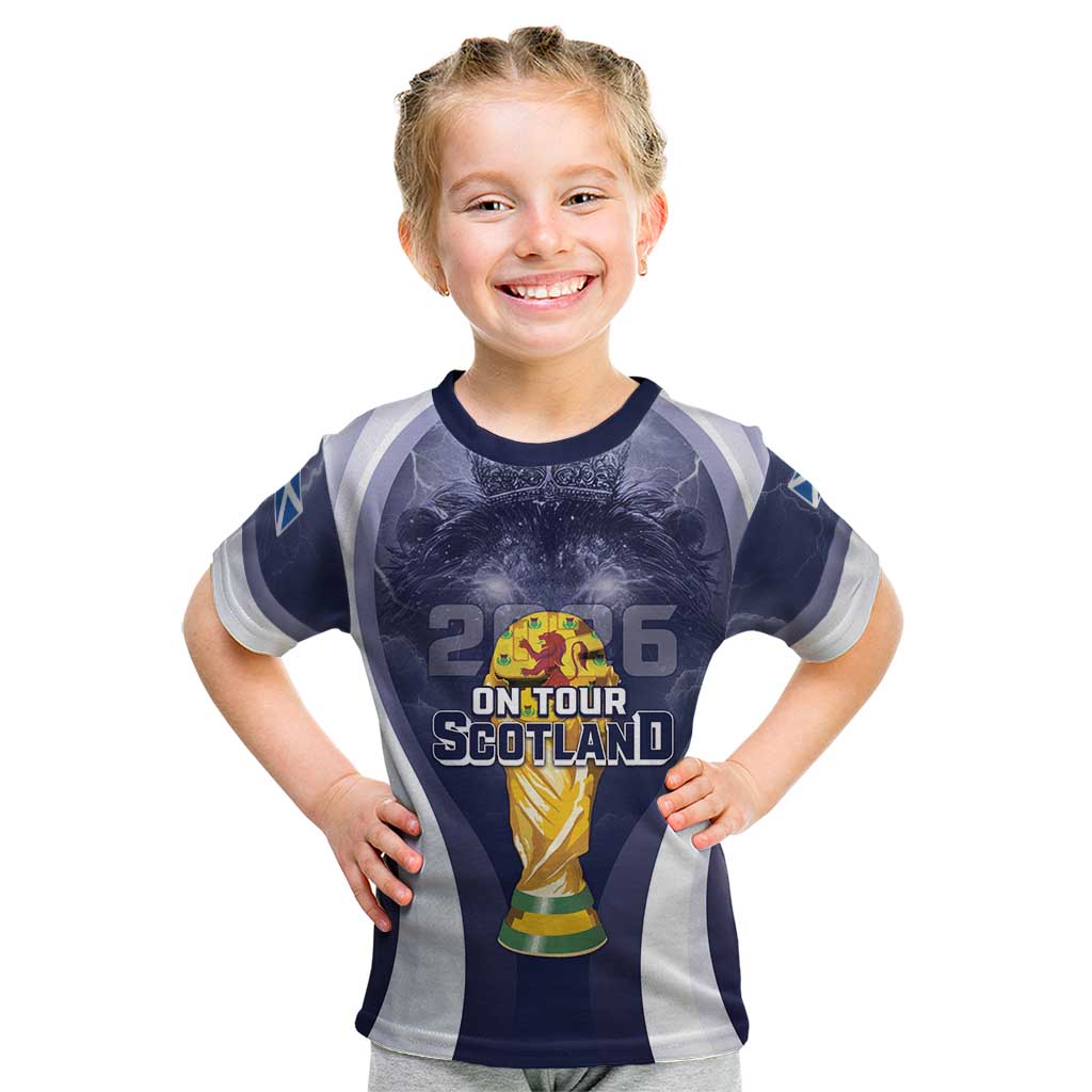 Custom Scotland Football 2026 Kid T Shirt Scotland On Tour Trophy Style - Wonder Print Shop