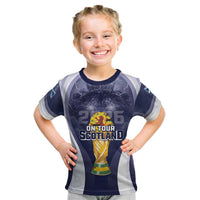 Custom Scotland Football 2026 Kid T Shirt Scotland On Tour Trophy Style - Wonder Print Shop