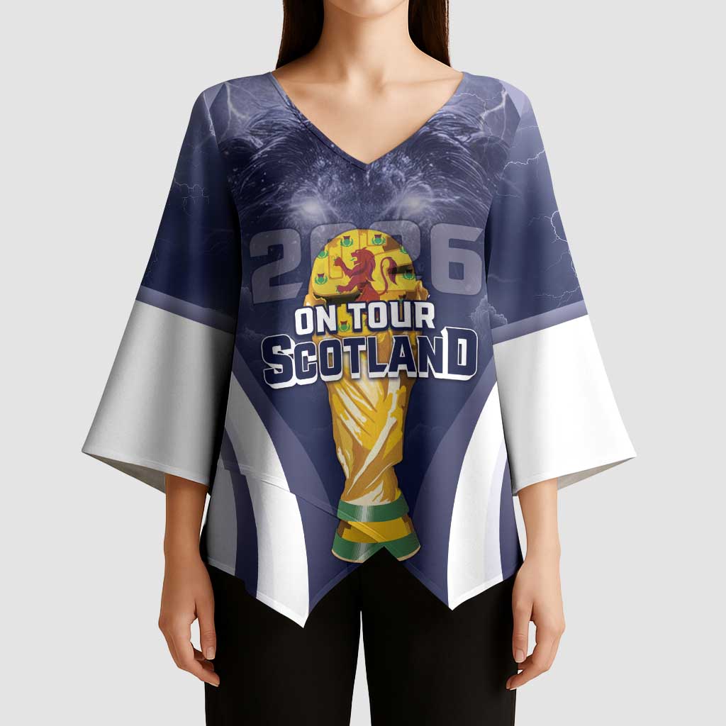 Custom Scotland Football 2026 Kimono Sleeve Blouse Scotland On Tour Trophy Style - Wonder Print Shop
