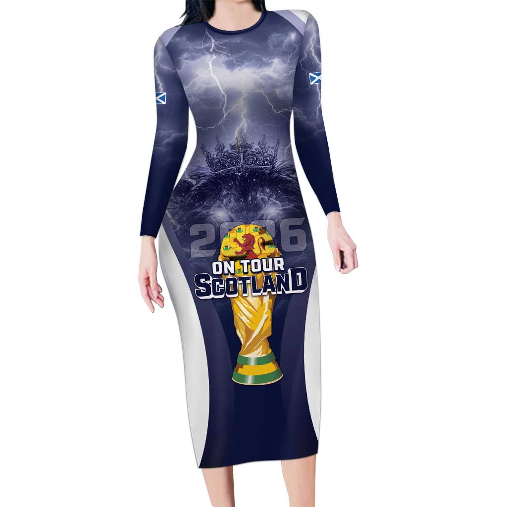 Custom Scotland Football 2026 Long Sleeve Bodycon Dress Scotland On Tour Trophy Style - Wonder Print Shop