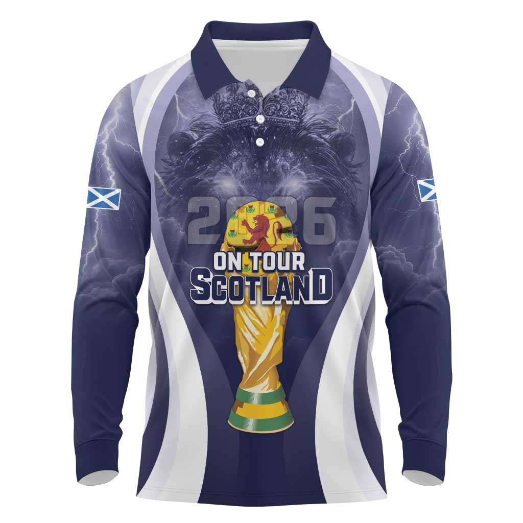 Custom Scotland Football 2026 Long Sleeve Polo Shirt Scotland On Tour Trophy Style - Wonder Print Shop