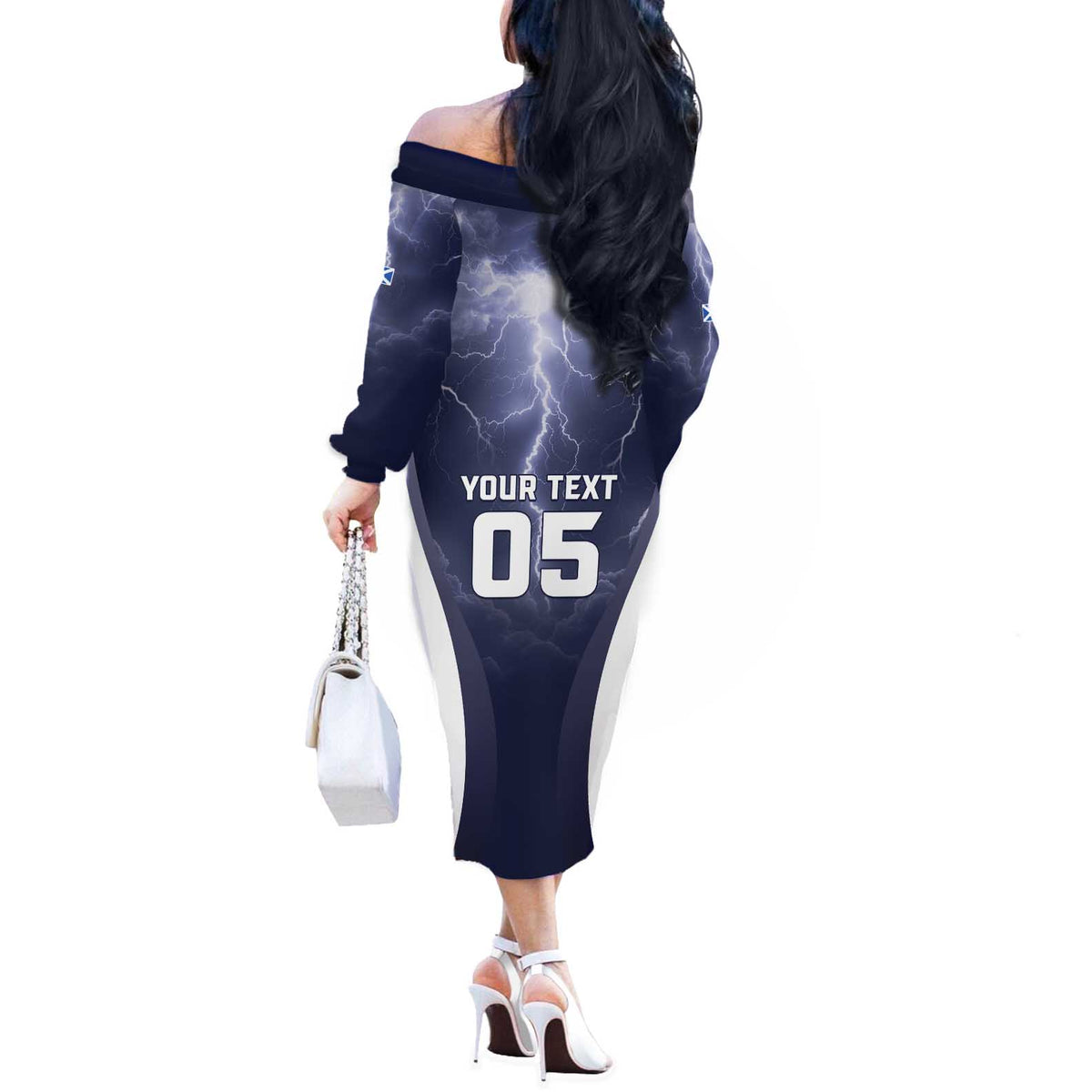 Custom Scotland Football 2026 Off The Shoulder Long Sleeve Dress Scotland On Tour Trophy Style - Wonder Print Shop