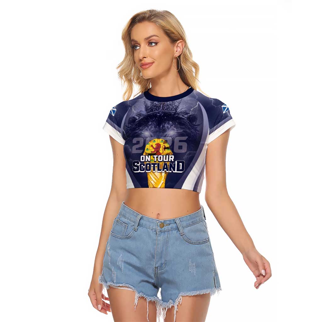 Custom Scotland Football 2026 Raglan Cropped T Shirt Scotland On Tour Trophy Style - Wonder Print Shop