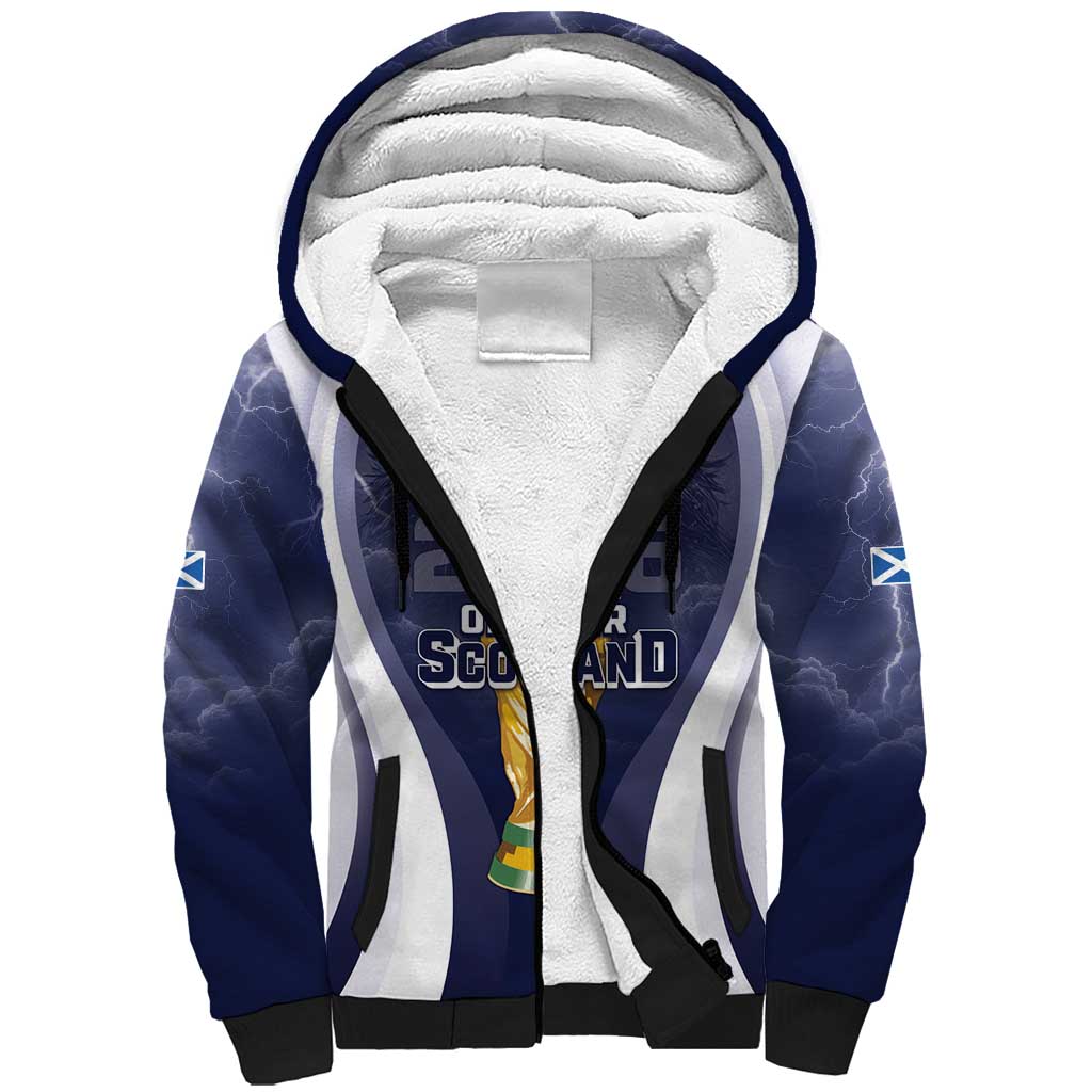 Custom Scotland Football 2026 Sherpa Hoodie Scotland On Tour Trophy Style - Wonder Print Shop