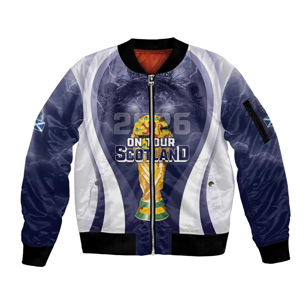 Custom Scotland Football 2026 Sleeve Zip Bomber Jacket Scotland On Tour Trophy Style - Wonder Print Shop