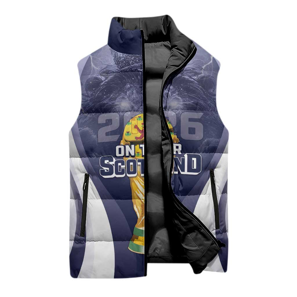 Custom Scotland Football 2026 Sleeveless Puffer Jacket Scotland On Tour Trophy Style - Wonder Print Shop