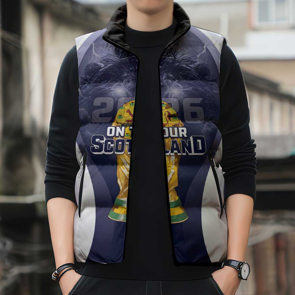 Custom Scotland Football 2026 Sleeveless Puffer Jacket Scotland On Tour Trophy Style - Wonder Print Shop