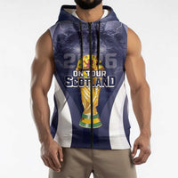 Custom Scotland Football 2026 Sleeveless Zip Hoodie Scotland On Tour Trophy Style - Wonder Print Shop
