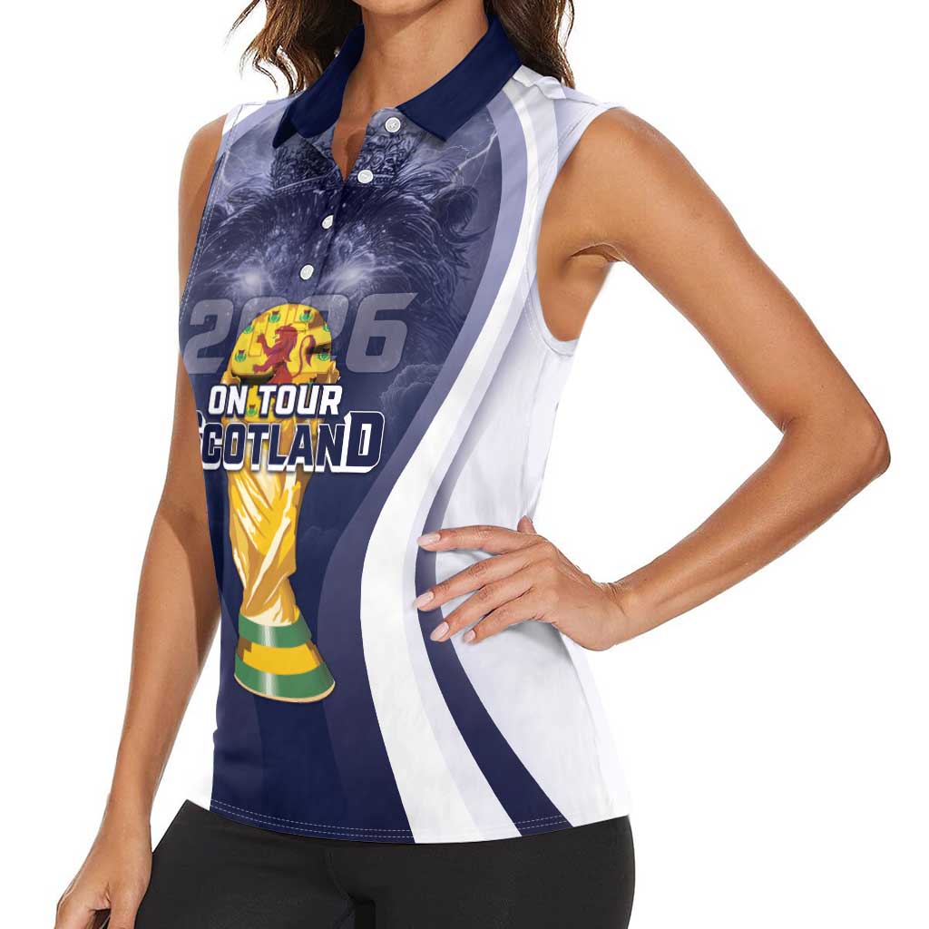 Custom Scotland Football 2026 Women Sleeveless Polo Shirt Scotland On Tour Trophy Style - Wonder Print Shop