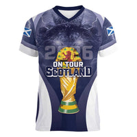 Custom Scotland Football 2026 Women V-Neck T-Shirt Scotland On Tour Trophy Style - Wonder Print Shop