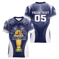 Custom Scotland Football 2026 Women V-Neck T-Shirt Scotland On Tour Trophy Style - Wonder Print Shop