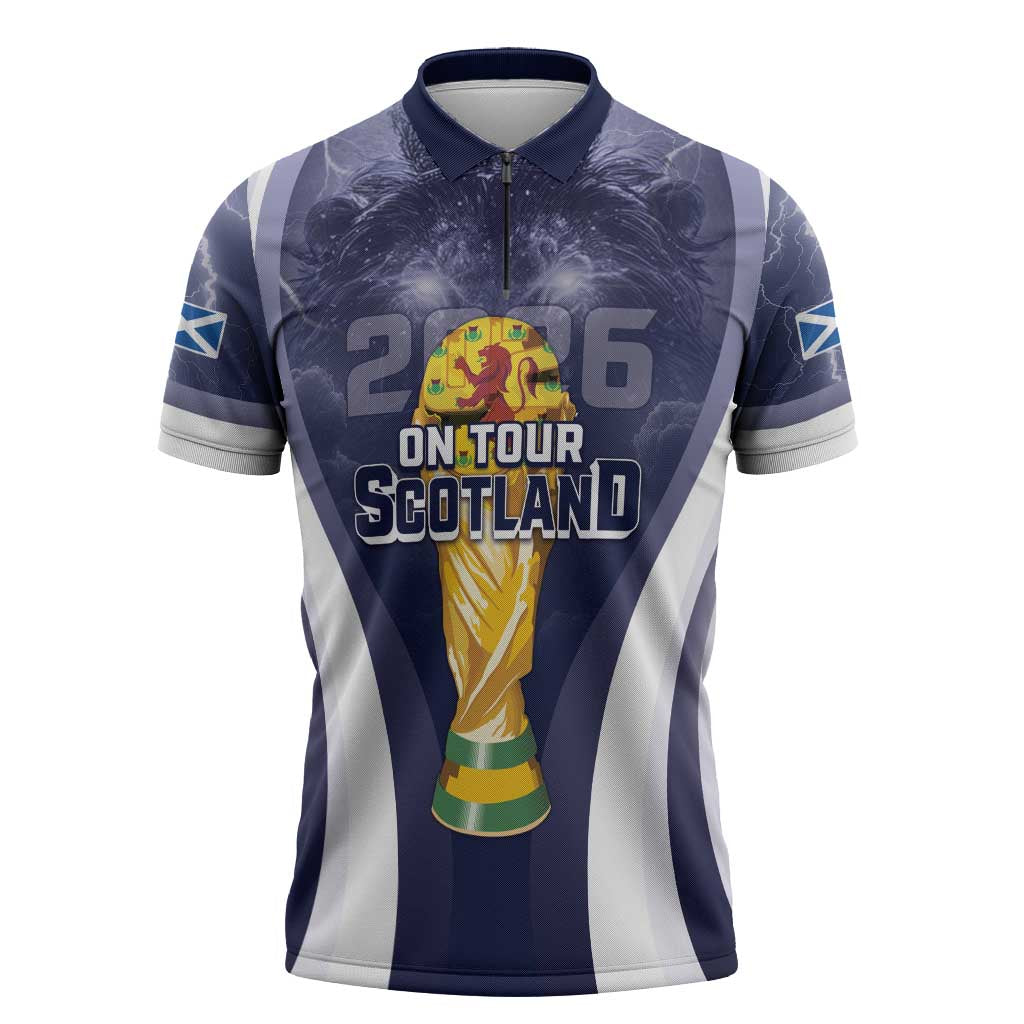 Custom Scotland Football 2026 Zipper Polo Shirt Scotland On Tour Trophy Style - Wonder Print Shop