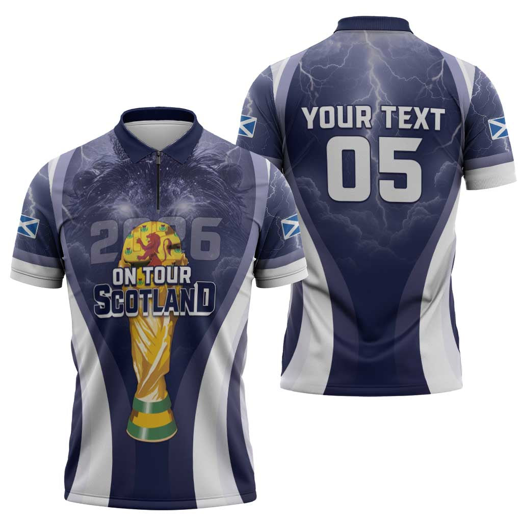Custom Scotland Football 2026 Zipper Polo Shirt Scotland On Tour Trophy Style - Wonder Print Shop