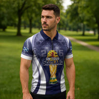Custom Scotland Football 2026 Zipper Polo Shirt Scotland On Tour Trophy Style - Wonder Print Shop