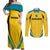 Custom Bahamas Football Couples Matching Off Shoulder Maxi Dress and Long Sleeve Button Shirt Go Champions Baha Boyz