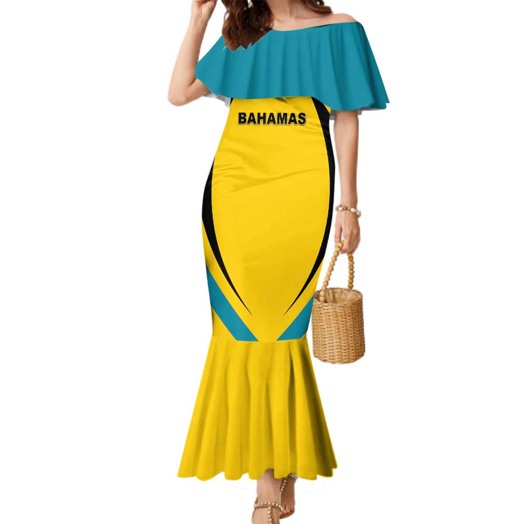 Custom Bahamas Football Family Matching Mermaid Dress and Hawaiian Shirt Go Champions Baha Boyz