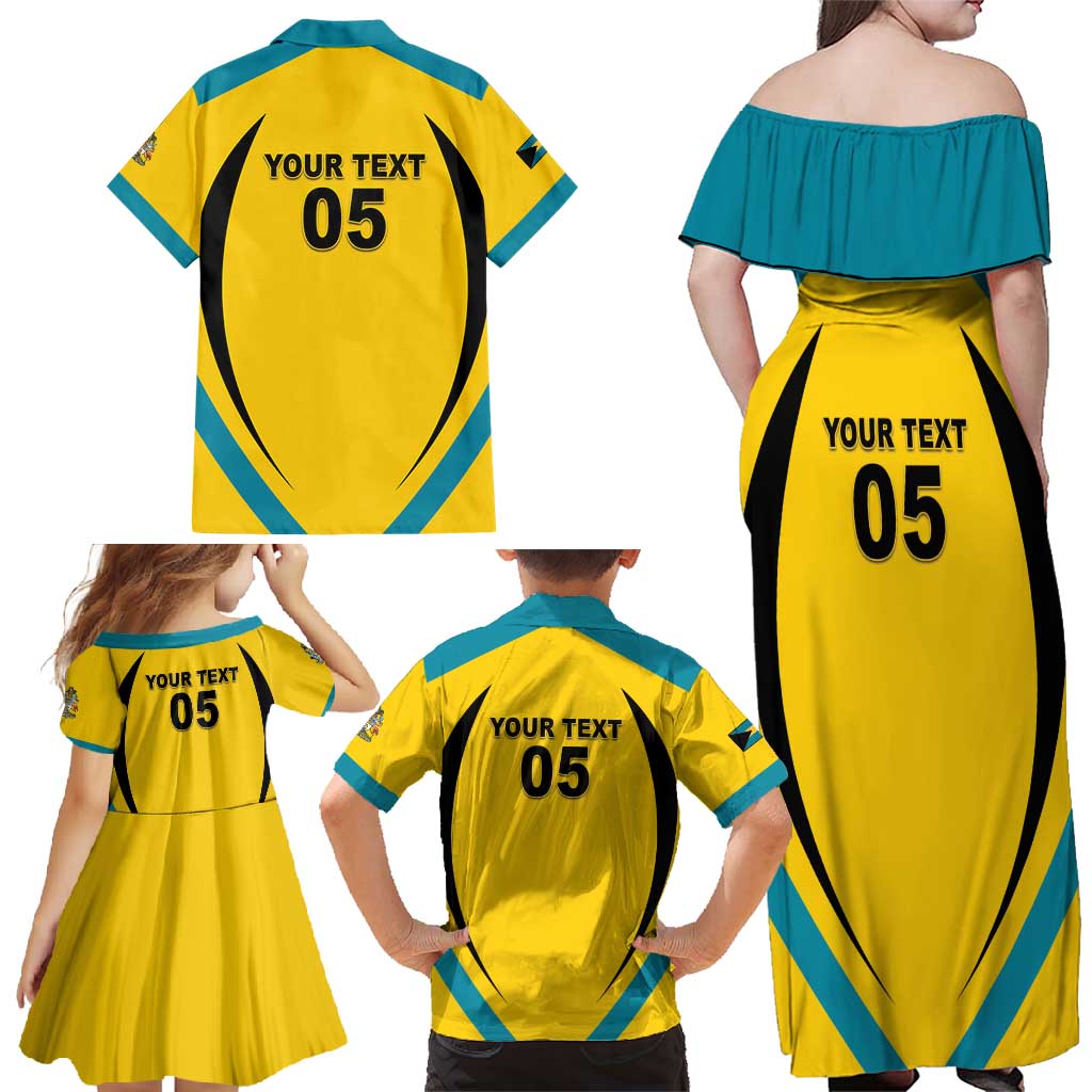 Custom Bahamas Football Family Matching Off Shoulder Maxi Dress and Hawaiian Shirt Go Champions Baha Boyz