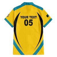 Custom Bahamas Football Family Matching Off Shoulder Short Dress and Hawaiian Shirt Go Champions Baha Boyz