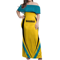 Custom Bahamas Football Off Shoulder Maxi Dress Go Champions Baha Boyz